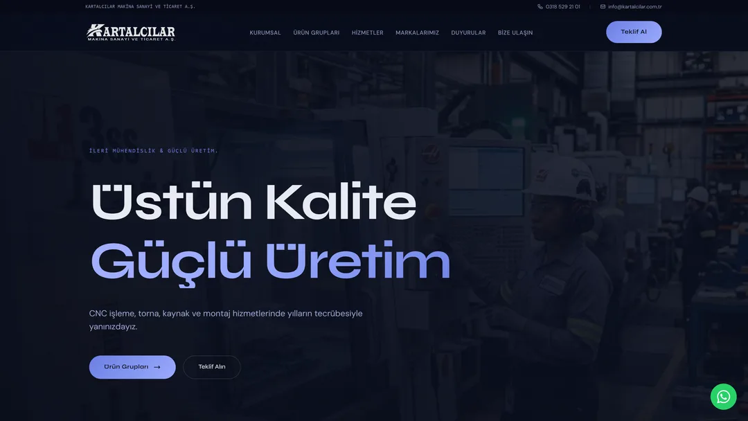 Kartalcılar Makina web sitesi
